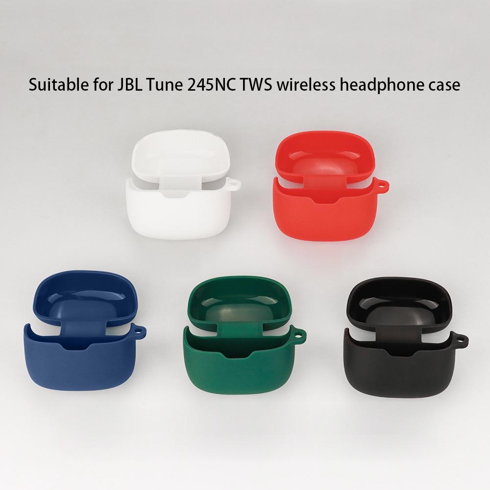 For JBL Tune 245NC Silicone Case with Anti Lost Buckle Bluetooth-Compatible Earphones Protective Cover