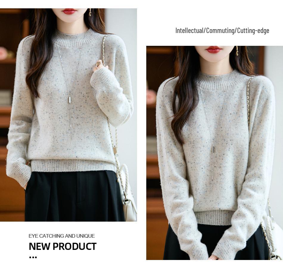 Seamless Thickened Speckle Wool Sweater: Autumn/Winter Fashion Half-High Neck