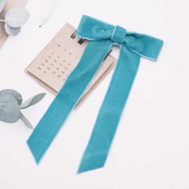 Lystrfac Vintage Schwarzes Samt Schleife Haarspangen für Frauen Langes Band Haarnadel Einfache Top-Klammer Damen Haarklammern Haaraccessoires