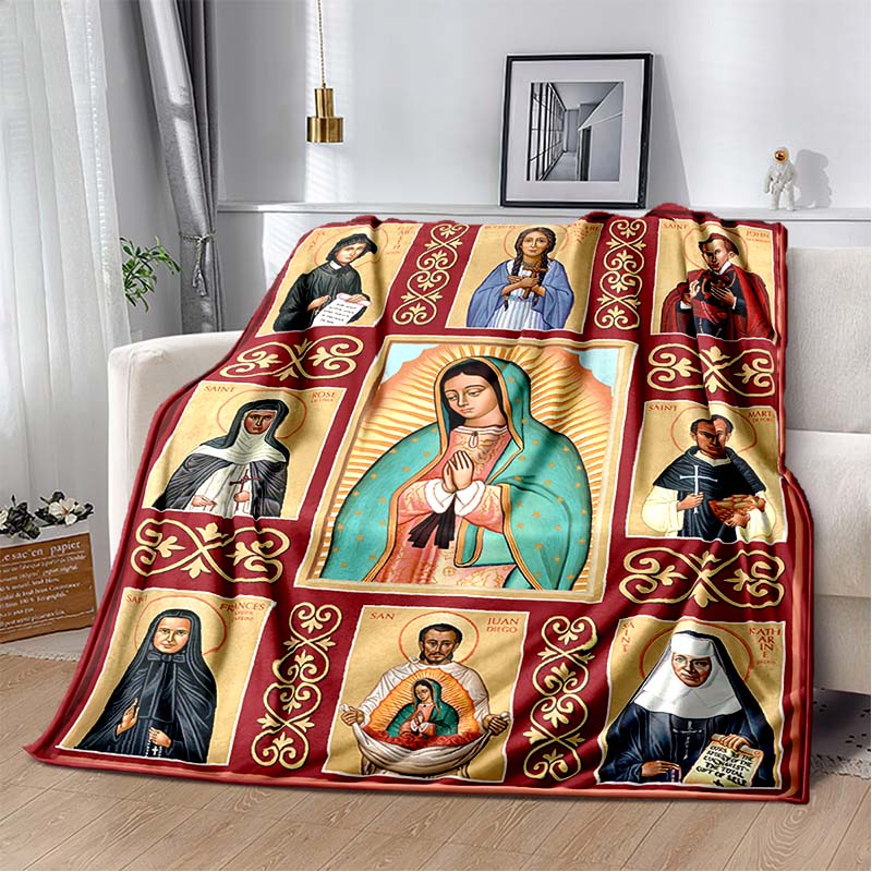 1 PC 3D printed flannel blanket (Our Lady of Guadalupe pattern) home blanket birthday gift. Customizable.