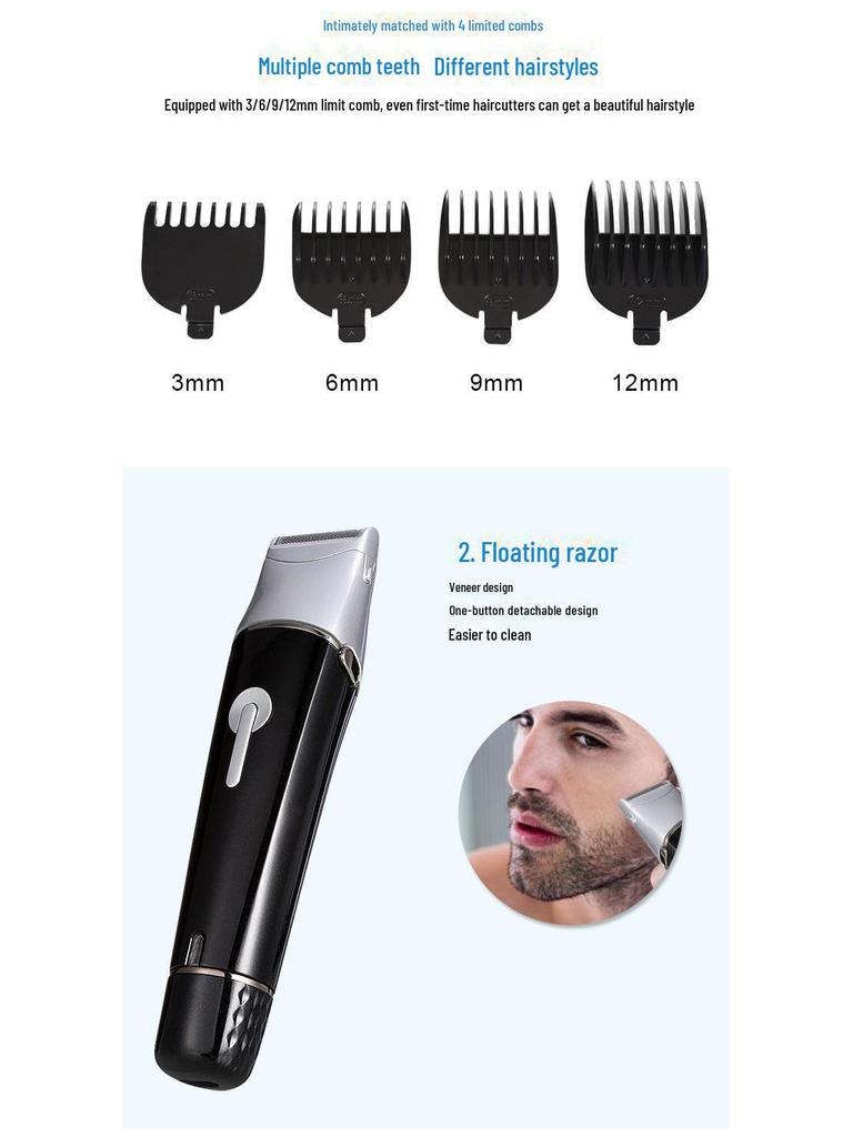 Cross-Border Hot-Selling Washable Multifunctional Electric Hair Clipper