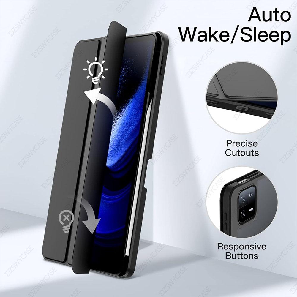 Case for Mi Pad 6/Mi Pad 6 Pro (11-Inch, Model) with Pen Holder, Back Stand Shockproof Tablet Cover, Auto Wake/Sleep