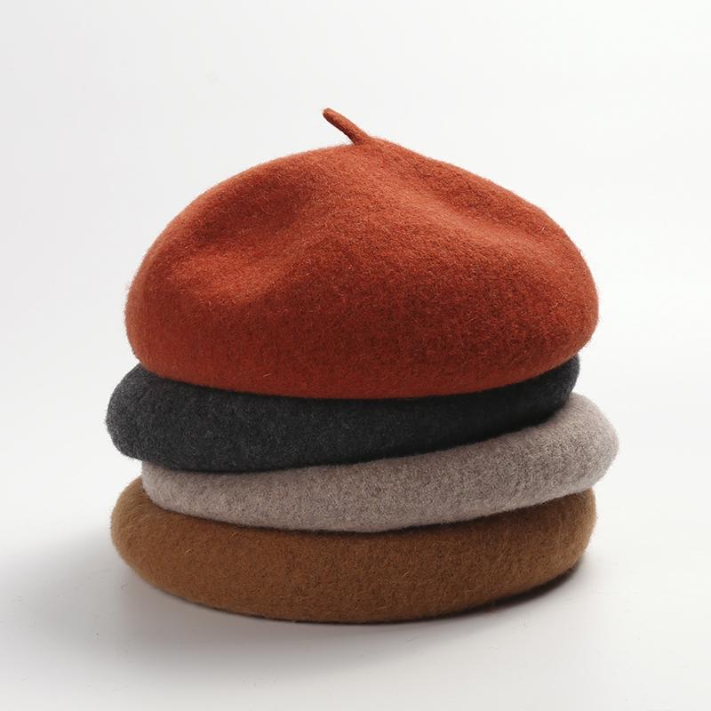 Vintage Women Girl Beret French Artist Warm Wool Winter Beanie Hat Cap Plain Beret Hats Solid Color Elegant Lady Winter Caps