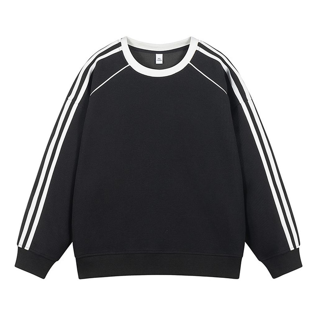 Round-neck Casual Striped Sweatshirt, Breathable And Lightweight Sportswear Top, Slim Striped Sweatshirt