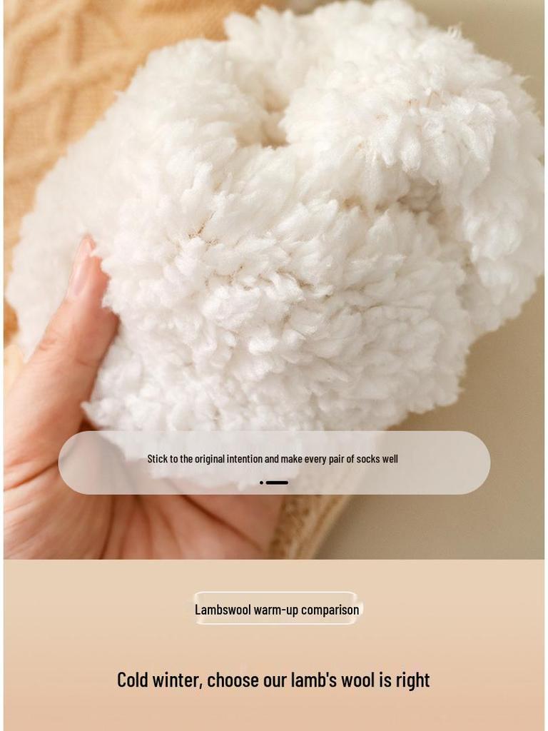 Men's & Women's Fleece-Lined Winter Floor Socks: Thick, Warm, Indoor Slipper-Style with Dots.