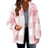 Fashionable Women's Plaid Lambskin Jacket With Pockets Button Plush Coat