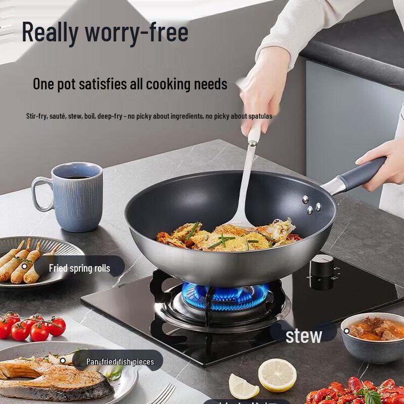COOKER KING 32cm Non-Coated Stainless Steel Wok