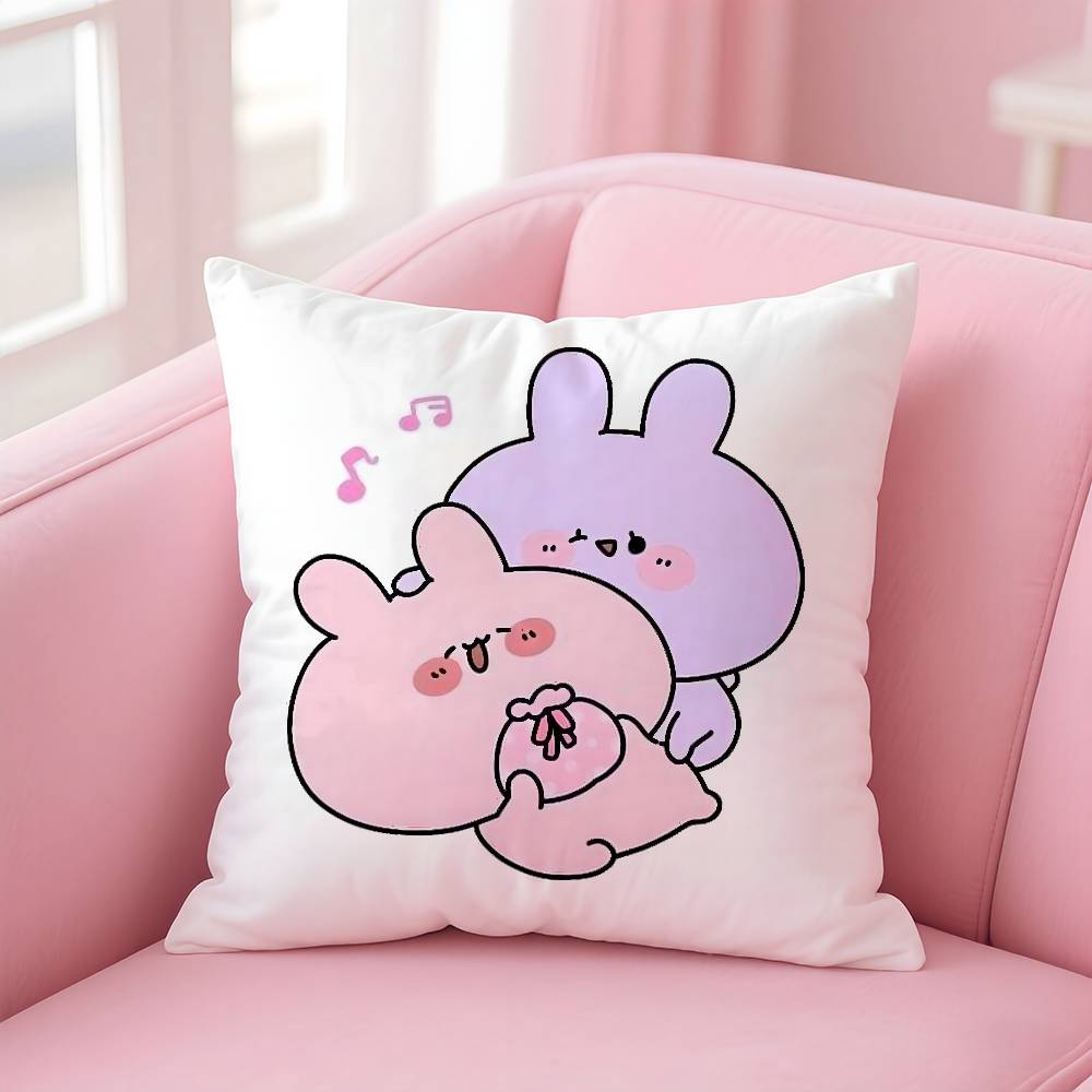 A-Asamimichan Cute Bunny Pillow Case Comfort Sofa Bed Silky Elegant Invisible Zipper Custom Decorative Cushion Cover
