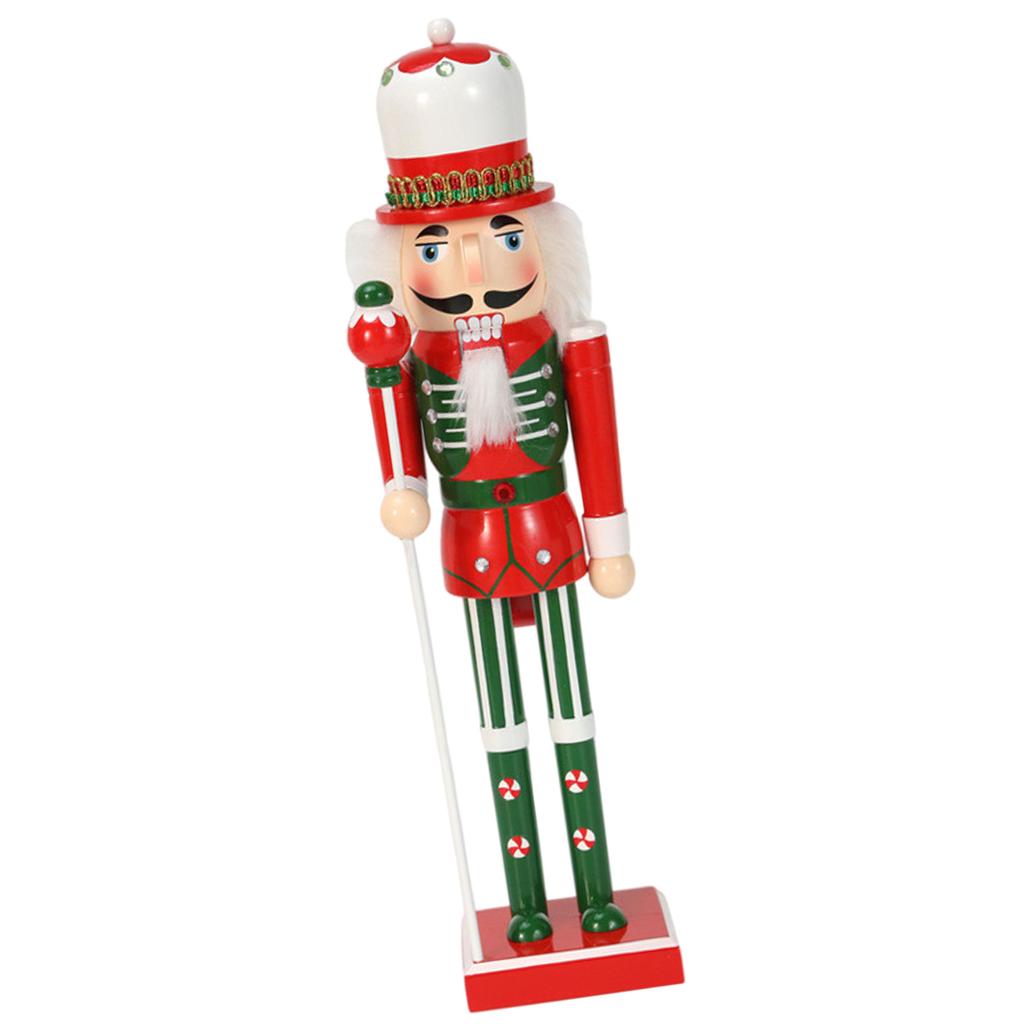 Nutcracker Figurine with Candy Ribbon Scepter Unique 50CM Nutcracker Decorative Figure with Candy Motif for Office Homes