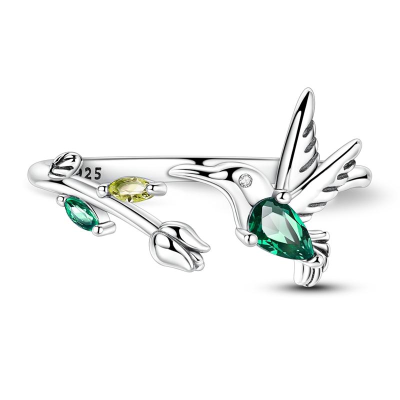 Original Copper Tulip Hummingbird Open Rings For Women Girls Jewelry Birthday Anniversary Gifts