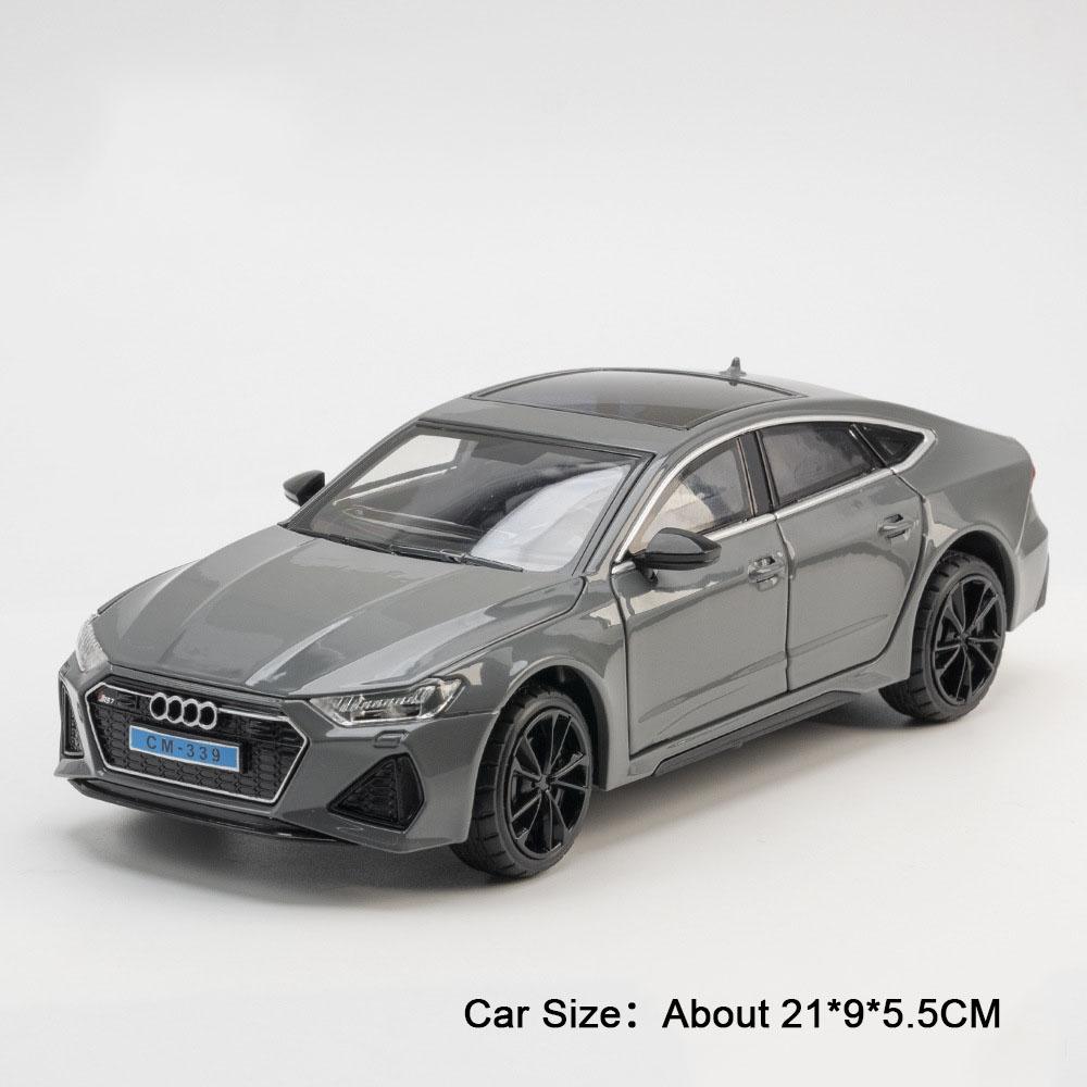 1:24 R8 V10 Plus Rs7 Car Model Diecast Alloy Toys 4 Doors Opened With Sound Light Pull Back Miniature Vehices Fashion Home Decor