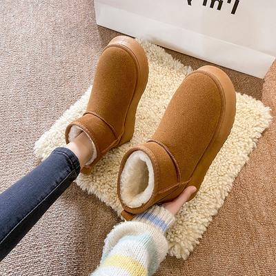 Thick-soled Snow Boots Women's Winter Velvet Thickened Warm Cotton Shoes New One-pedal Bread Shoes Snow Cotton