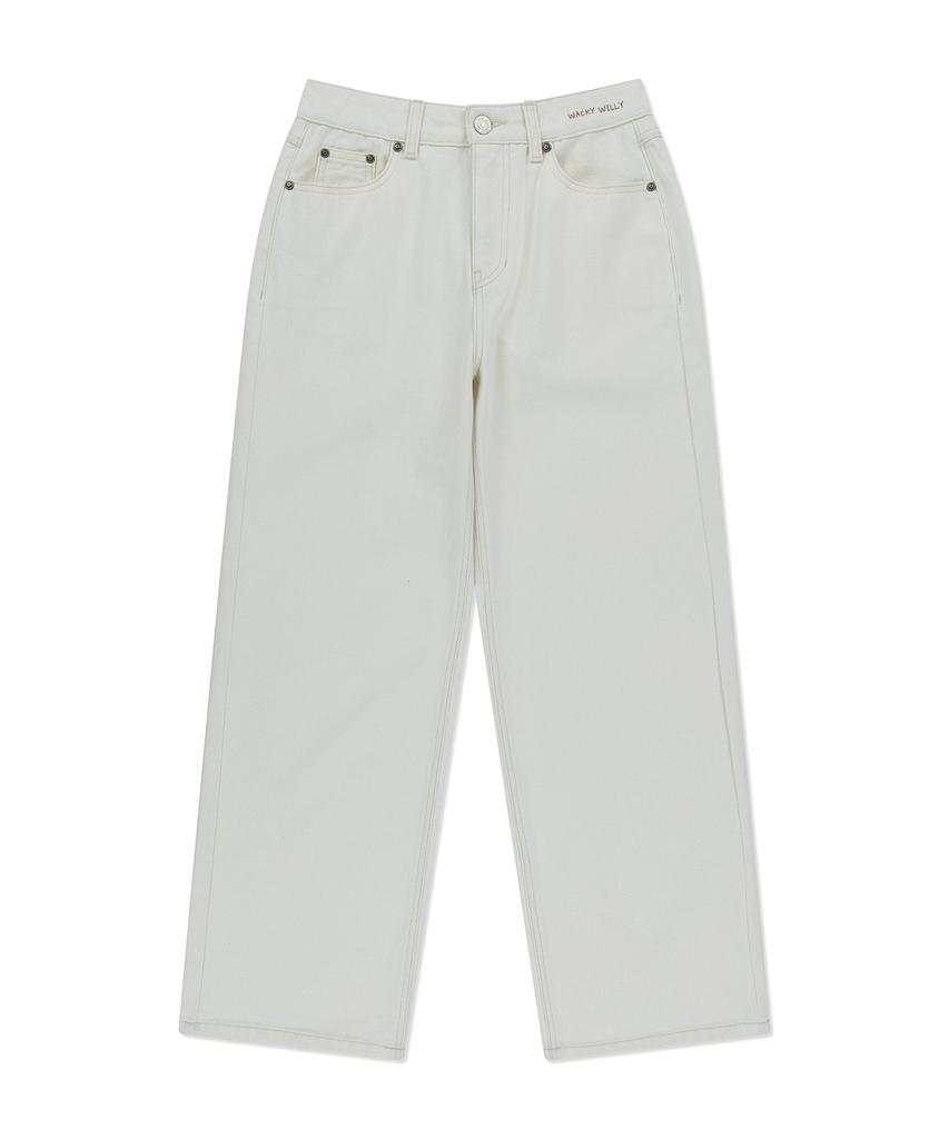 WACKY WILLY Women'S Pigment Color Washed Denim Pants Cream
