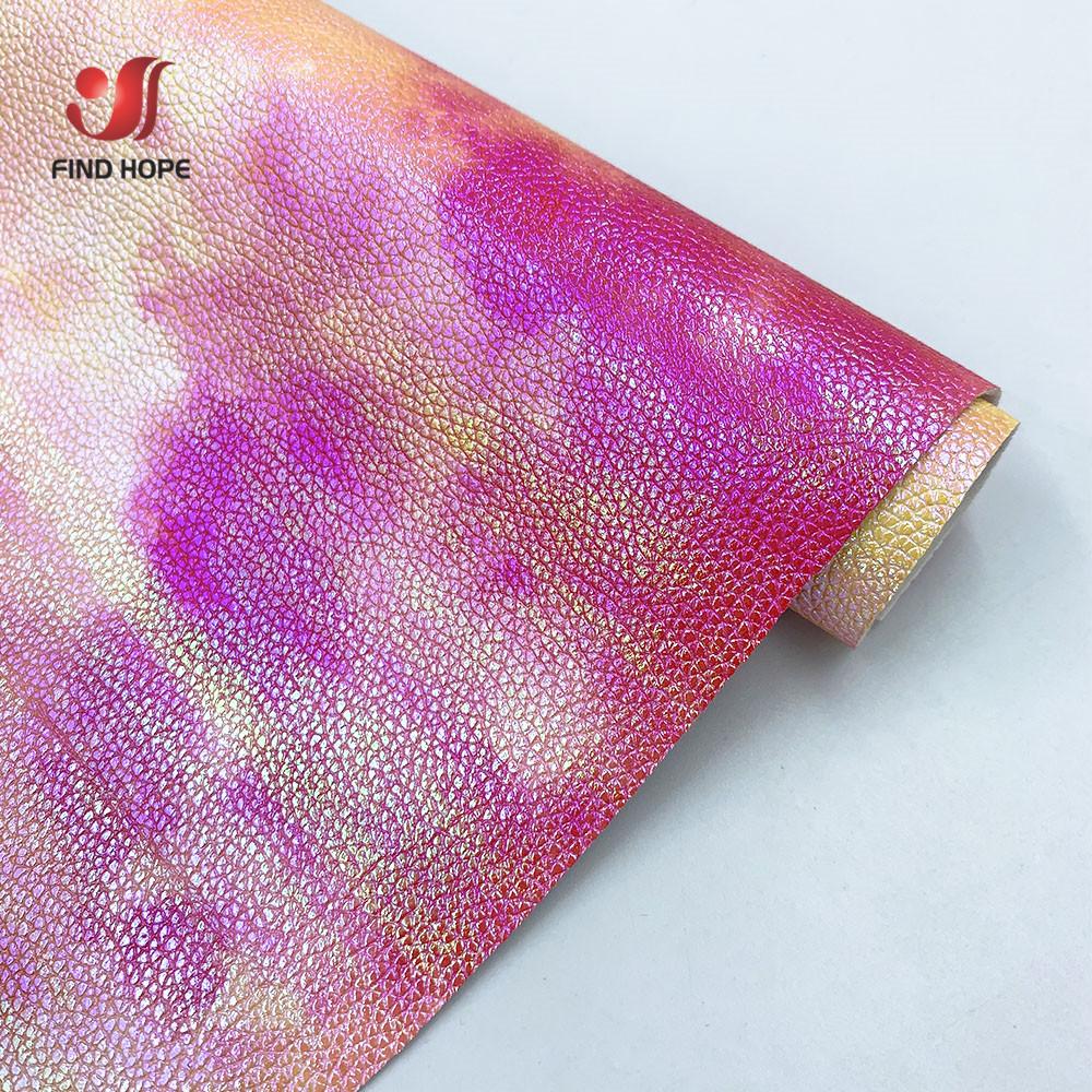Rosy clouds Tie-dye PU Leather Fabric Waterproof Shiny Faux Leathers for DIY Gift Craft Sewing Hair Bow Earring Making Material