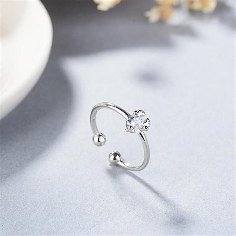 Latest Sleek Simple Modish Stylish Antler Sterling Color Jewelry Personality Deer Crystal Stone Temperament Opening Rings Sr394Simple
