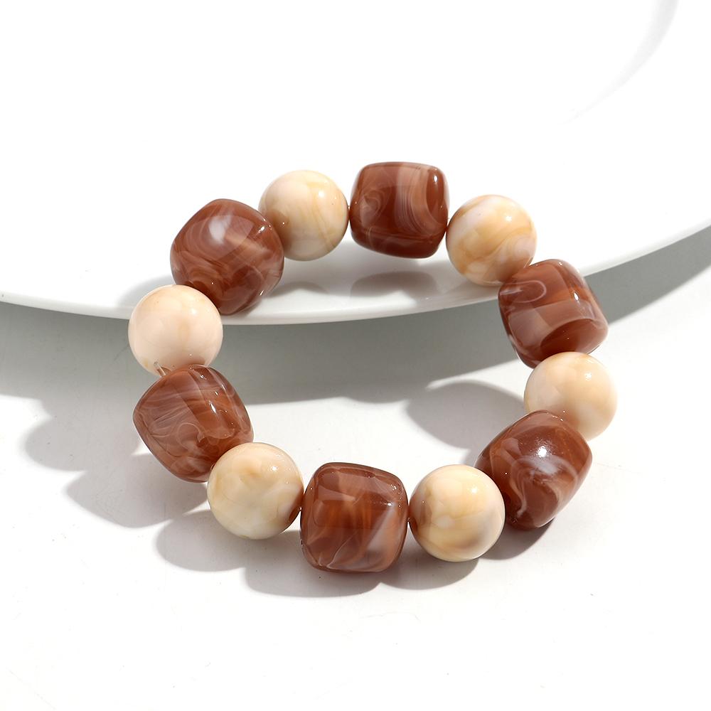 Acrylic Chunky Irregular Square Round Beaded Bracelet for Women European and American Simple Bracelet Fashion Hand Accessories