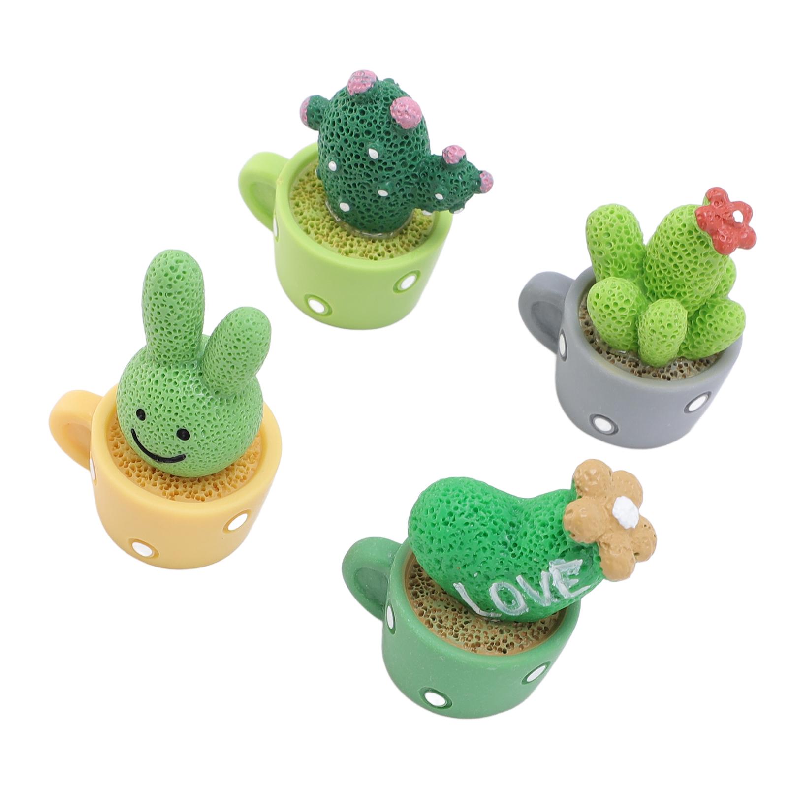 

Набор из 4 мини-кактусов, освежающий очаровательный смоляной миниатюрный декор кактусов для офисного стола