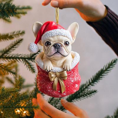 Weihnachtsornamente 3D Bulldogge/Schildkröte Weihnachtsbaumhänge Dekorationen für Winterferienparty Heimdekor
