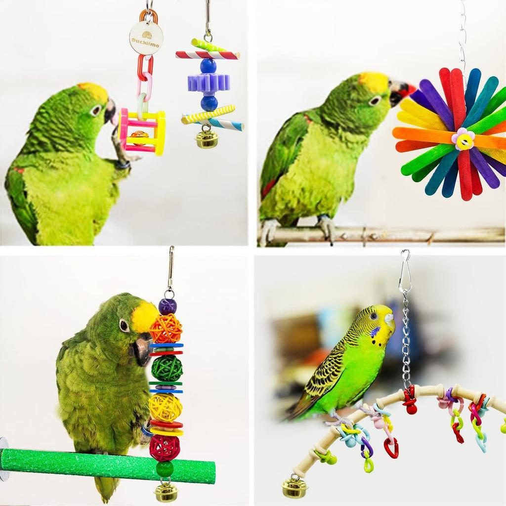 15pcs Bird Swing Chewing Toy Colorful Bite Resistance   Swing Toys Set for Finch Budgie Parakeets Cockatiels