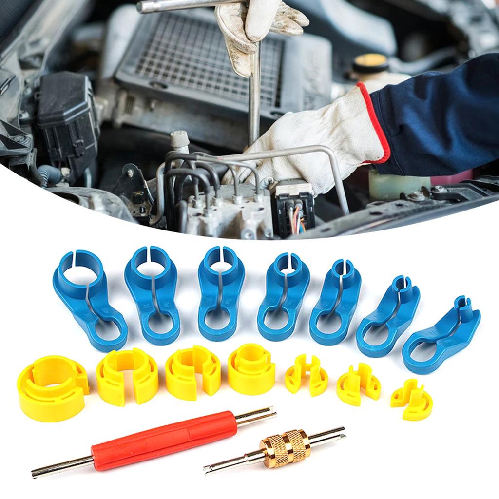 Kompleksowy zestaw narzędzi do odłączania przewodów czynnika chłodniczego klimatyzacji samochodowej Zawiera usuwaki rdzeni zaworów do konserwacji pojazdów