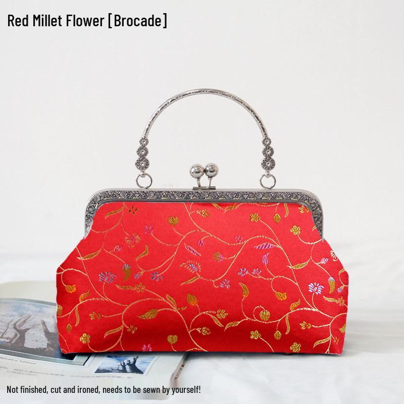 Short Style Handbag Material Kit - Handmade, Multiple Styles, Square Clasp Bag, Includes 20 Needles