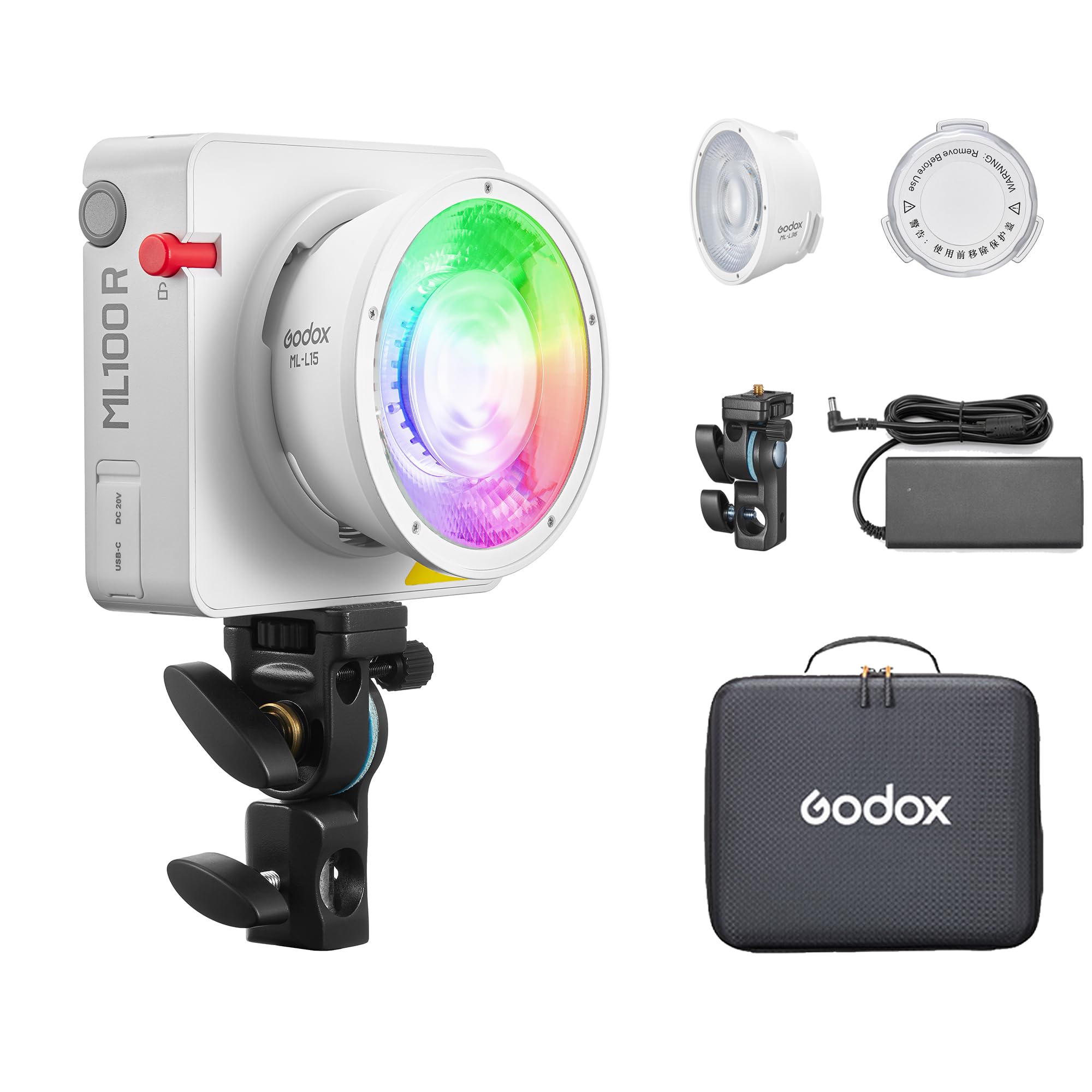 

Godox ML100R RGB Photography App High Color 14 Lighting Portable Photography Light for Video Live and Studio Lighting Light, 1800K-10000K, Control,