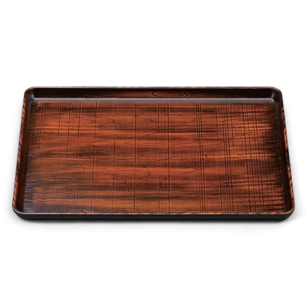 Roughly Wide Tray Tochigi Lacquerware Made In Japan J-kitchens Tray, 42cm, Carved, (Tray), Lacquer, Non-Slip, (ABS Resin),