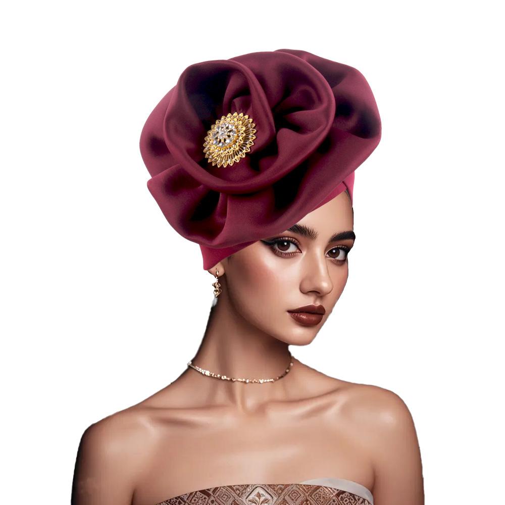 Exaggerated Big Flower Women's Turban Cap