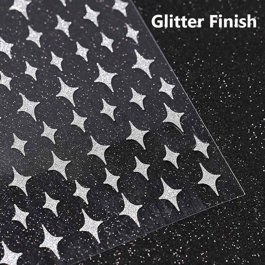 2 Sheets Glitter Silver Nail Stickers, Heart Bear Star Butterfly Designs Decals for Nail Art Decoration