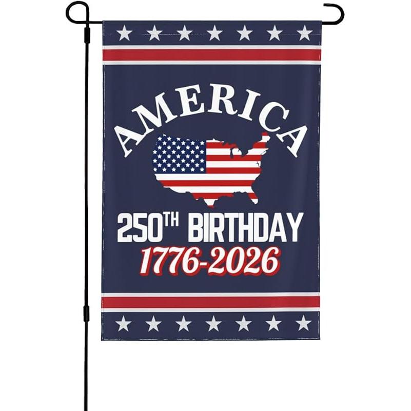 America 250th Birthday Garden Flag 12x18 1776 2026 America 250 Years Anniversary Yard Sign God Bless Usa Patriot House Flag No Flagstand 12x18