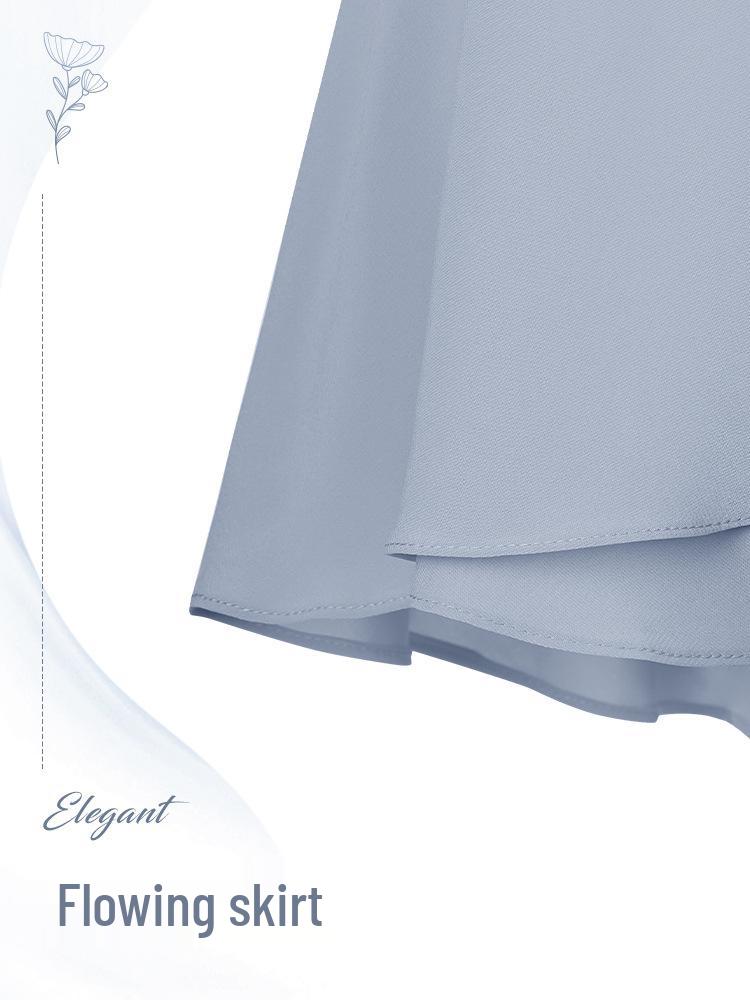 Adult Women's One-Piece Chiffon Ballet Dance Skirt with Lace-Up A-Line Design
