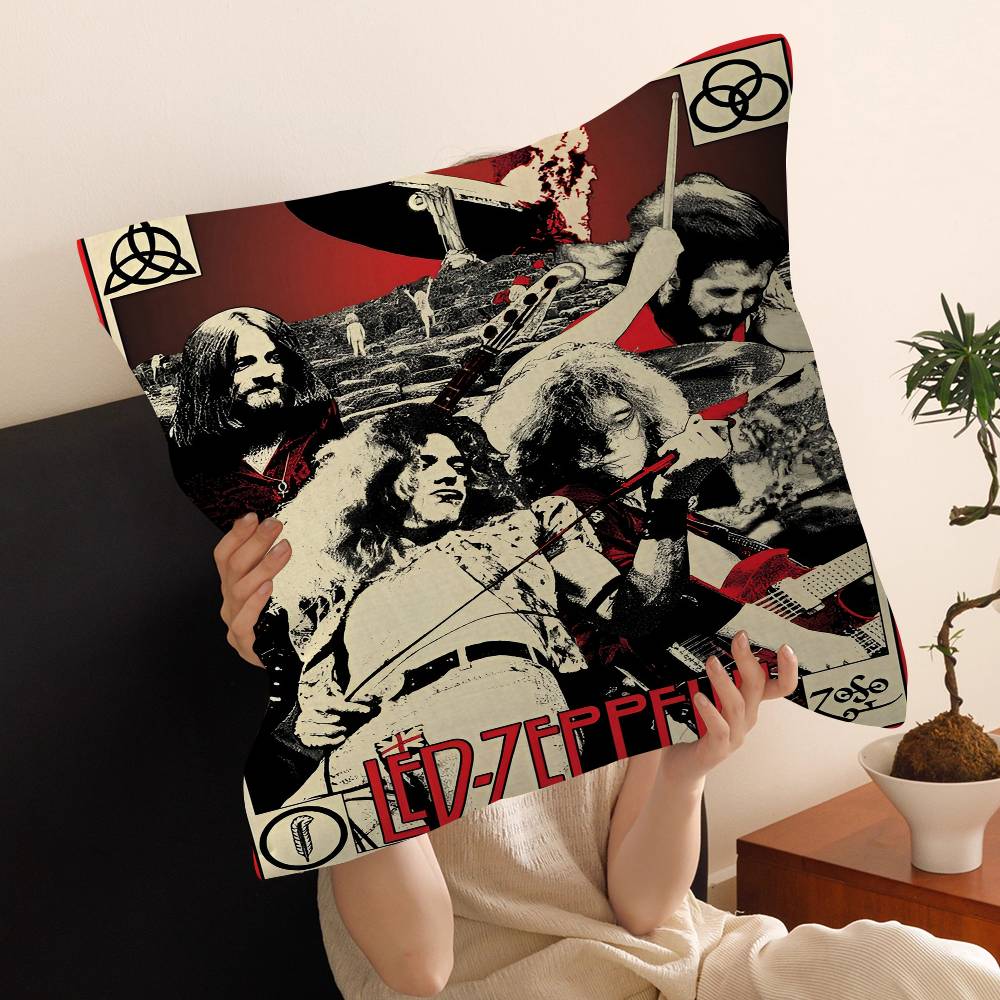 Band L-Led Z-Zeppelin Kissenbezüge Cartoon Sofa Dekoratives Zuhause Zweiseitiger Druck Kurzer Plüsch Niedlicher Kissenbezug