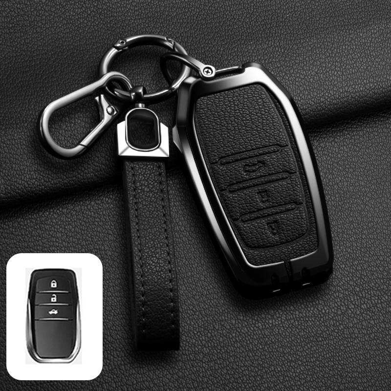 Zinc Alloy Leather Car Key Case For Toyota Chr Hilux Fortuner Land Cruiser 200 Camry Corolla Crown Rav4 Highland Key Case
