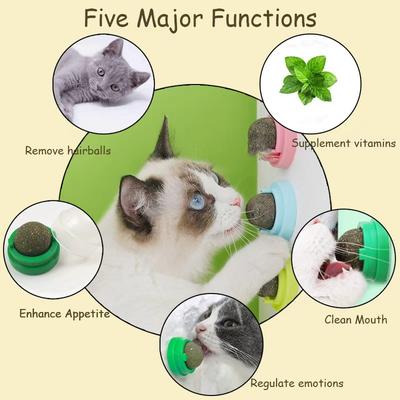 Catnip Ball for Cats Wall, Edible Kitty Toys for Cats Lick,Kitten Chew Toys, Teeth Cleaning Dental Cat Toys, Cat Wall Treats
