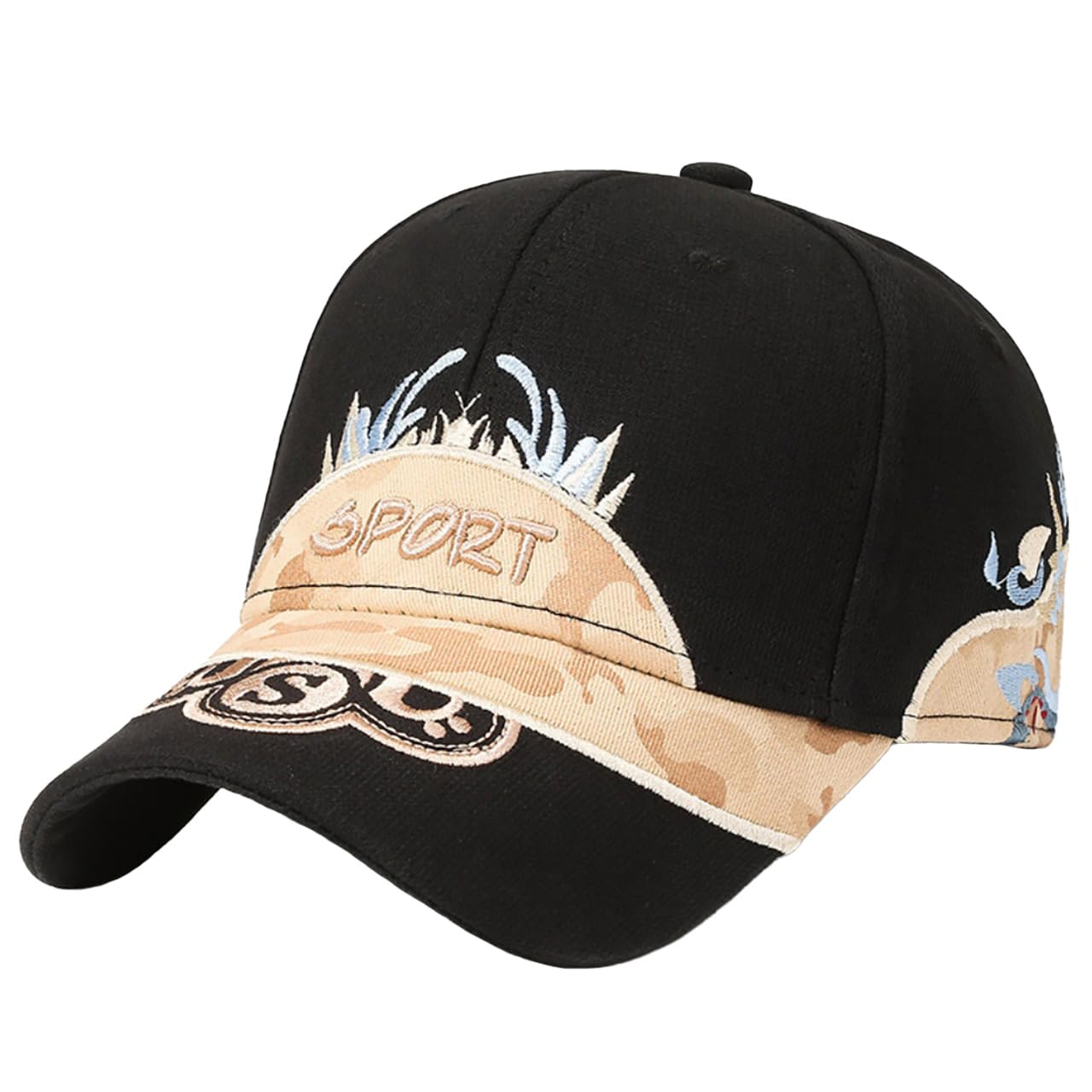 

Cap Hat Embroidered Logo Sports Design Stylish Casual CZA154 [White Fang] Men s Women s (Black) чорний