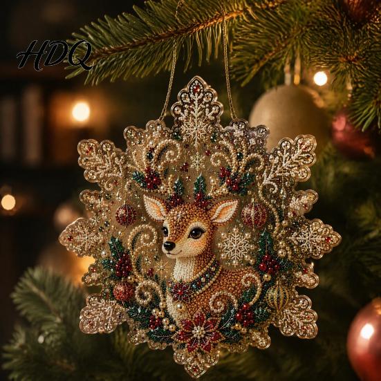 Decorative Crafts for Fireplace Christmas Faux Pearl Art Hanging Ornament Kit DIY Beads Painting Handmade Keepsake Gifts Friends Suncatcher,