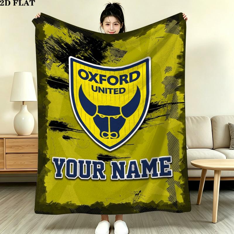 Benutzerdefinierter Name Oxford FC Aufdruck Flanelldecke, Hohe Qualität, Bequem für alle Jahreszeiten, Heimdekoration, Wärme und Komfort, Perfekt für Weihnachtsgeschenke