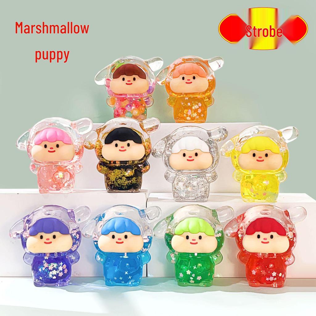 Marshmallow Puppy Night Glow Cartoon Liquid Sand Oil Filled Ornament Blind Bag