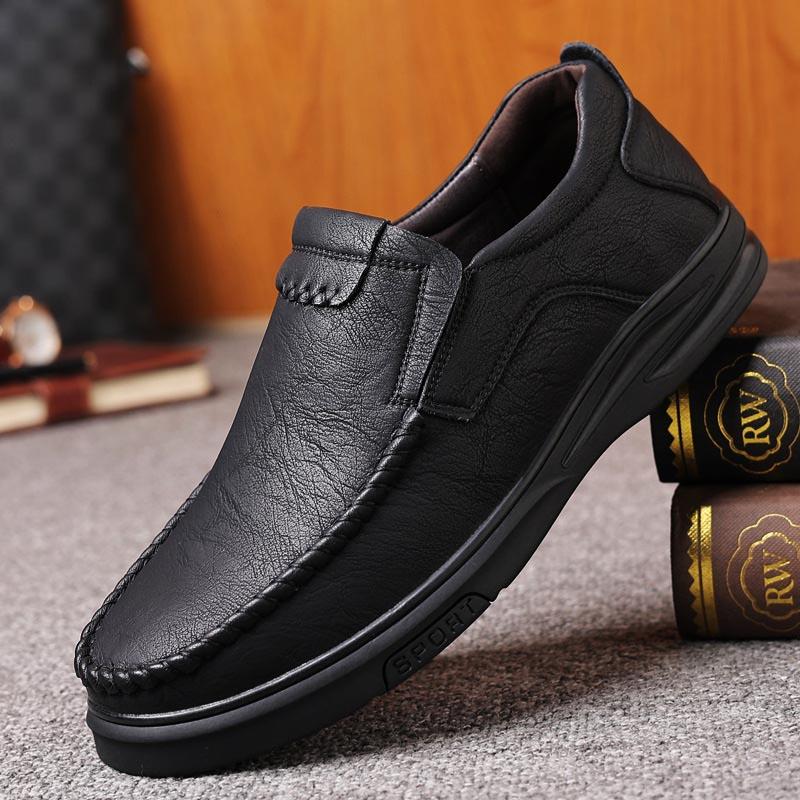 Winter Plüsch Lederschuhe Herren Halbschuhe Weiches Rindsleder Herren Freizeitschuhe Neue Herrenschuhe Schwarz Braun Slip-on Herrenschuhe