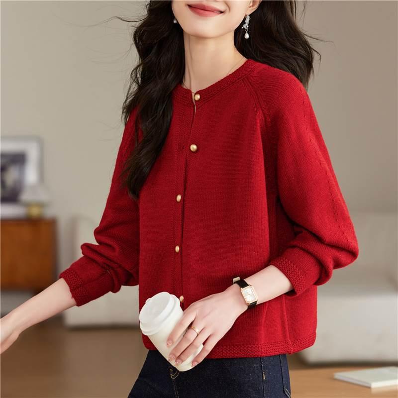 Spring Loose Knitted Cardigan for Women Spring and Autumn Casual Short Sweater Coat for Women