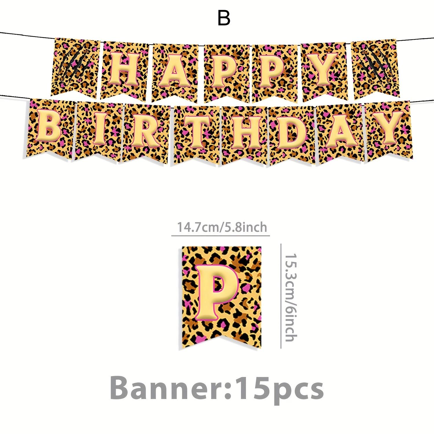 

Leopard Themed Birthday Party Flag Raising,Tableware, Supplies, Atmosphere, Layout, Paper Tray, Flag, Banner,Festival Supplies