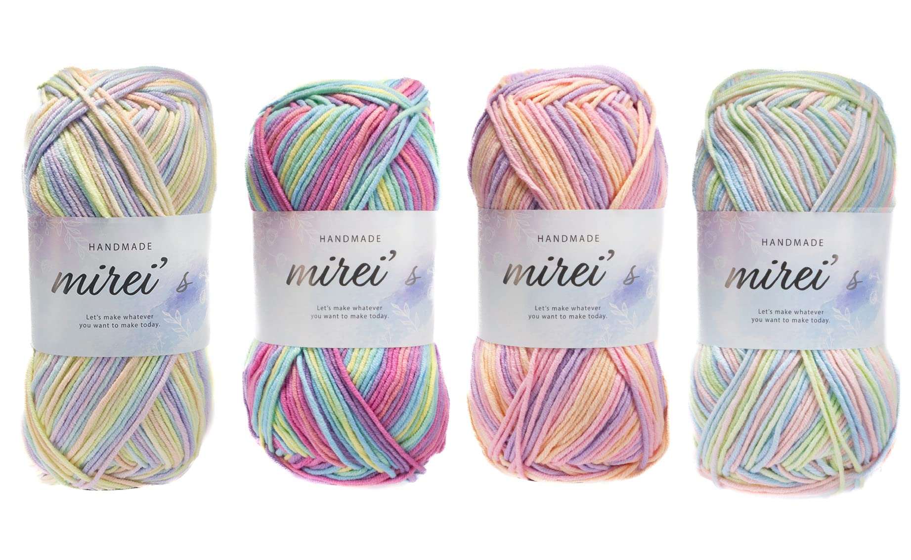 

Millais Cotton Gradient Medium Crochet Knitting Yarn, Dyed, Weight, 4-Color Set, Approx. 100g/210m Ball, (Colorful)