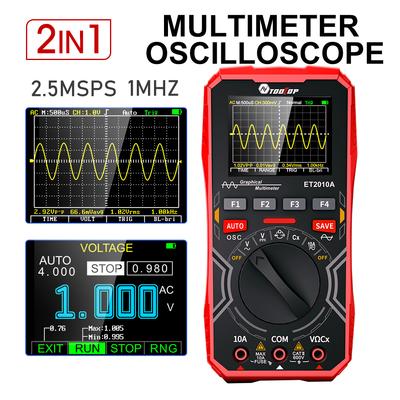 TOOLTOP ET2010A 2.5MSps 1MHz Digital Oscilloscope Multimeter 2 In 1 Laboratory Oscilloscope Electrical Repair Oscilloscope
