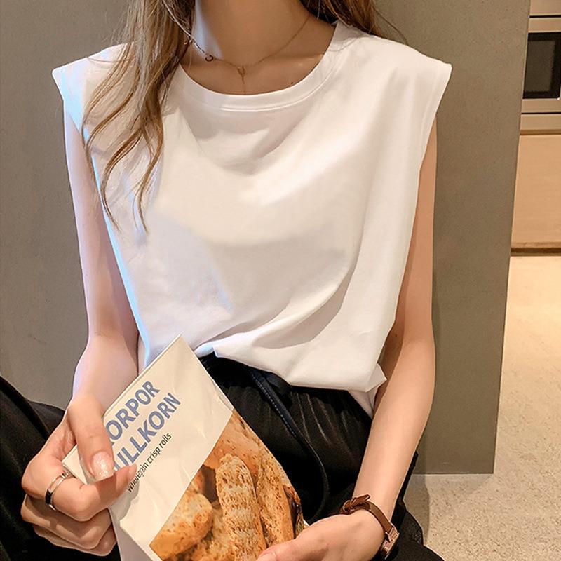 Women S Loose Round Neck Sleeveless T Shirt Summer Casual Top