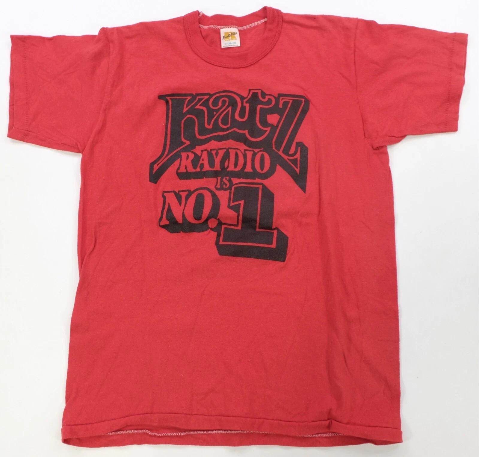 Rare Vintage RUSSELL ATHLETIC Katz Raydio Is No. 1 T Shirt 80s Radio Group Red M S