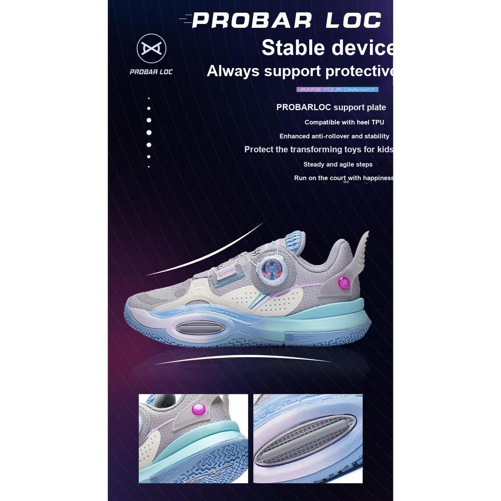 Li Ning All City 10 V1 Anti-Slip Shock Absorption Wear-Resistant Rebound Low-Top Basketball Shoes Kids Sneakers Gray White YKBS060-1
