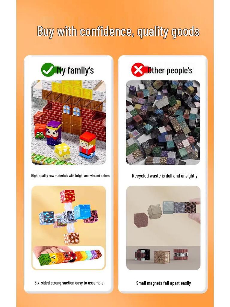 Magnetic Cube Building Blocks - Strong Force Puzzle Toy for Boys & Architectural Models