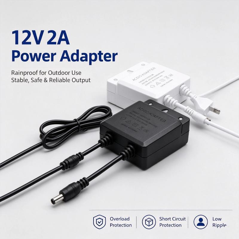 12V 2A Ac Dc Power Adapter Rainproof Shell Surge Protection For Outdoor Cctv Security Camera Systems
