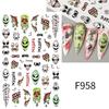 New Nail Art Stickers European and American Ghost Festival Dark Butterfly Bloodthirsty Rose Skull Zombie Nail Decal