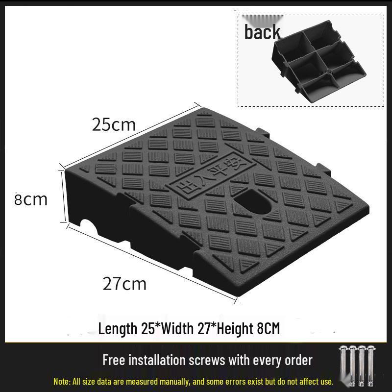 Car Curb Ramp: Plastic Step Pad for Sill, Edge, or Slope, Ideal for Uphill Climbing and Speed Bump Triangle Pad